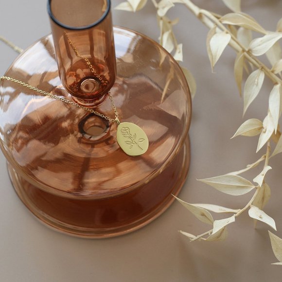 NEW 18K Gold Plated Rose Oval Pendant Necklace 1 - Picture 2 of 16